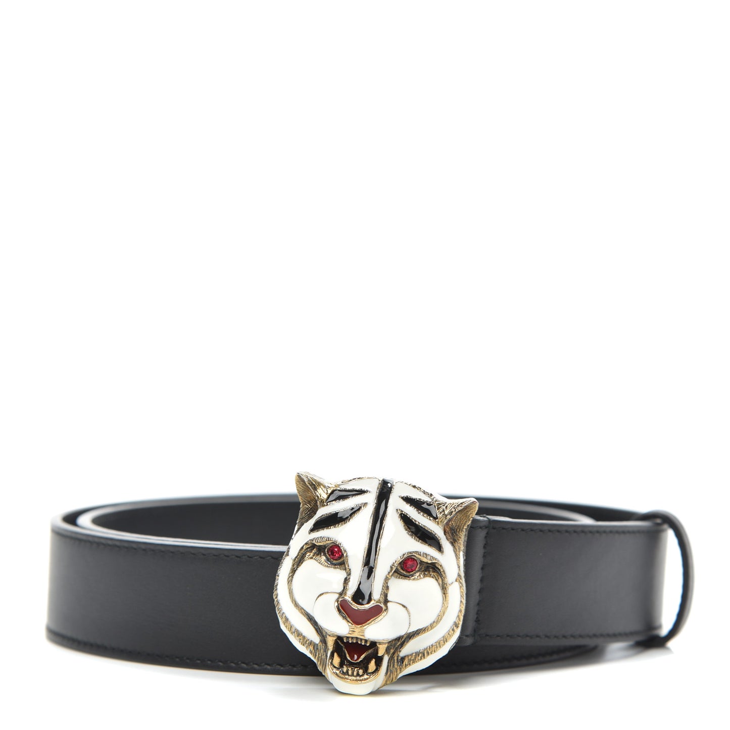 Calfskin Tiger Head Buckle Belt 80 32 Black