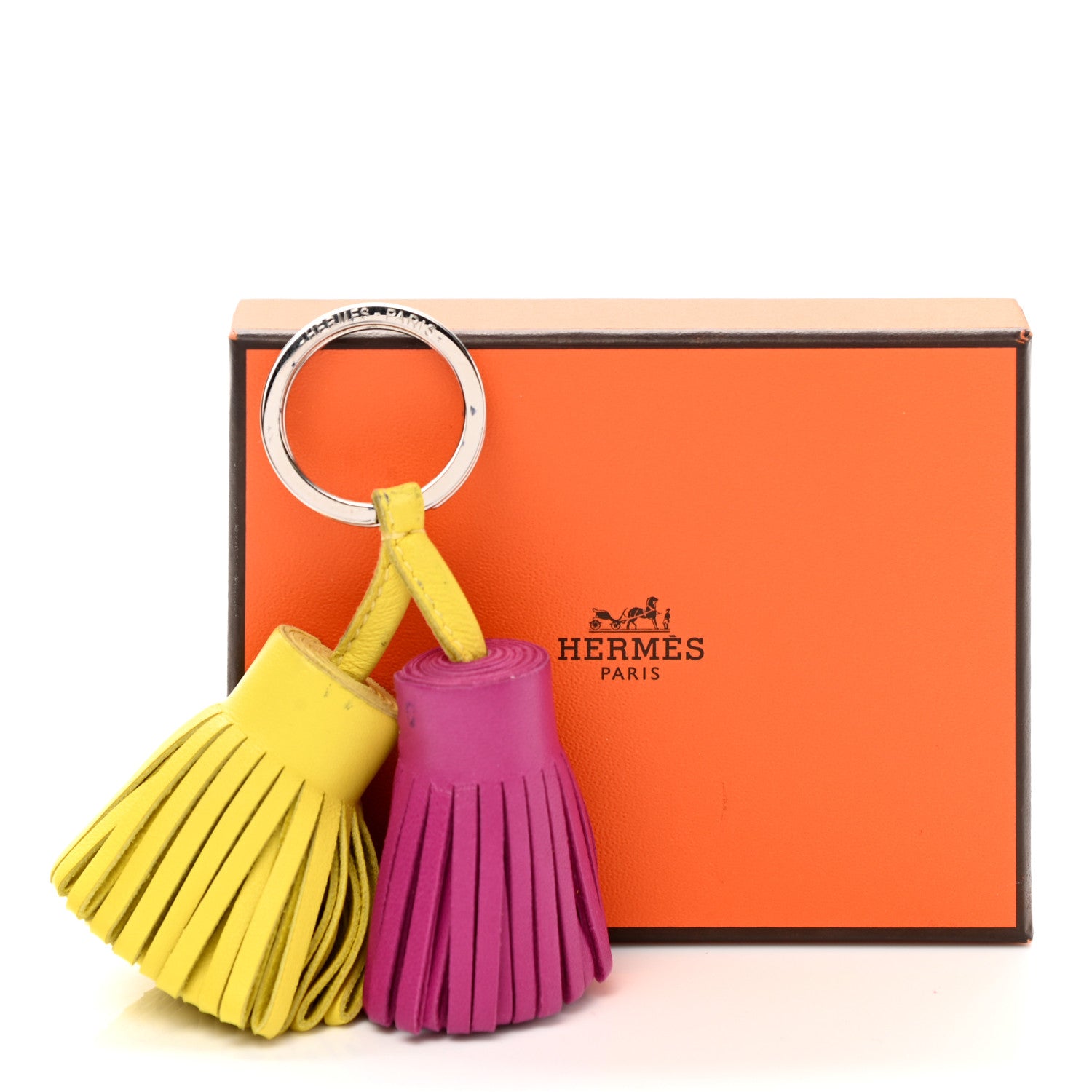 Hermes Lambskin Carmen Uno-Dos Key Holder Lime Rose Pourpre 10 of 10