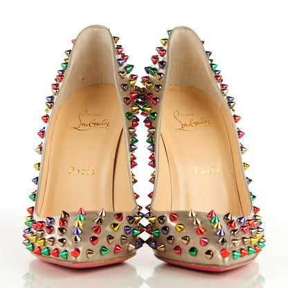 Christian Louboutin Specchio Calfskin Follies Spikes 120 Pumps Beige 39 Multicolor 3 of 10