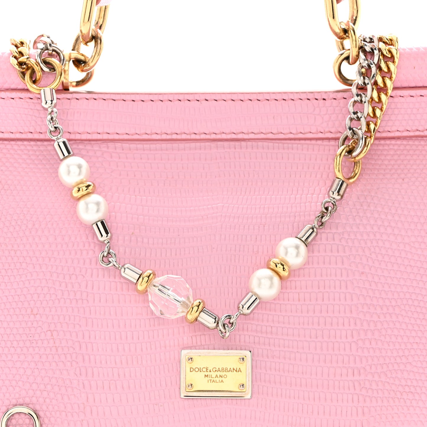 Lizard Calfskin Embossed Small Miss Sicily Satchel Light Pink