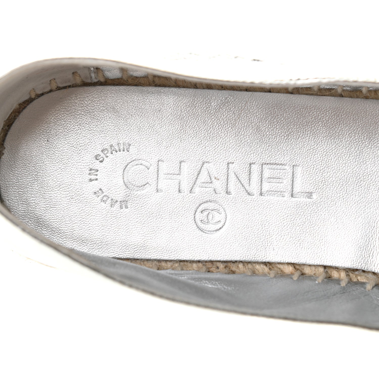 Chanel Laminated Goatskin CC Espadrilles 40 Silver 7 of 11