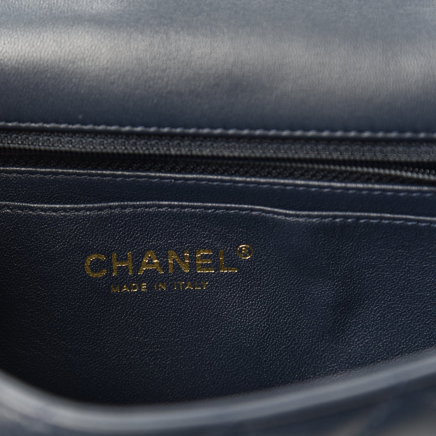 Lambskin Quilted Mini Rectangular Flap Dark Blue