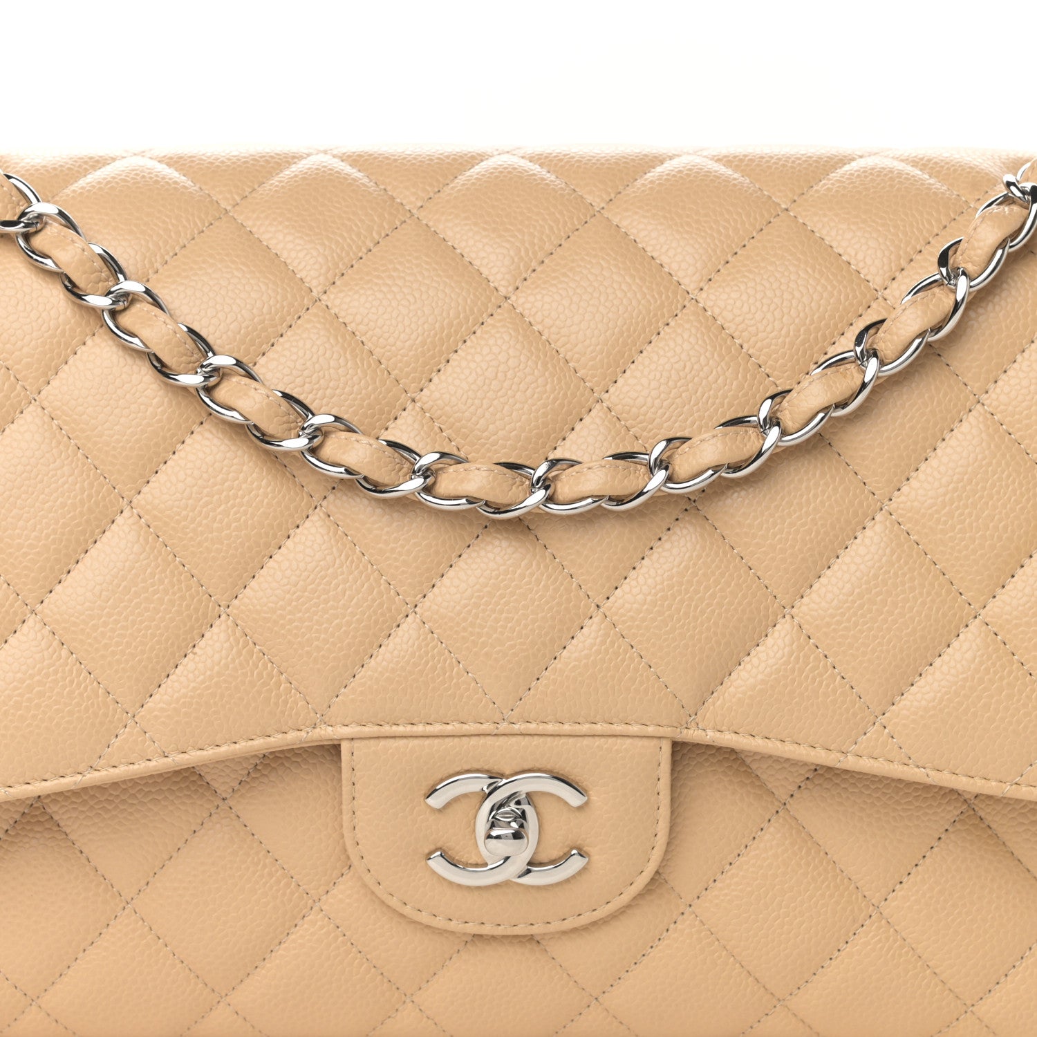 Chanel Caviar Quilted Jumbo Double Flap Beige Clair 9 of 17