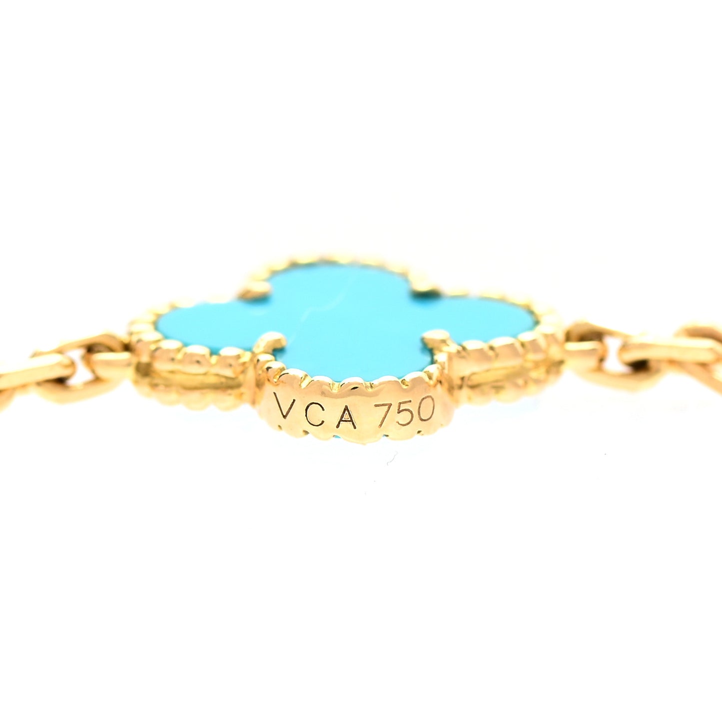 18K Yellow Gold Turquoise 20 Motifs Vintage Alhambra Necklace