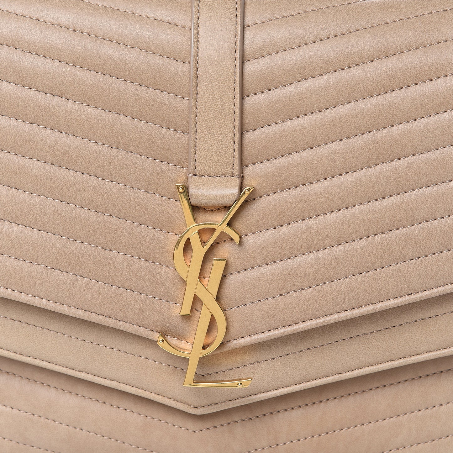 Lambskin Matelasse Chevron Monogram Medium Sulpice Bag Beige