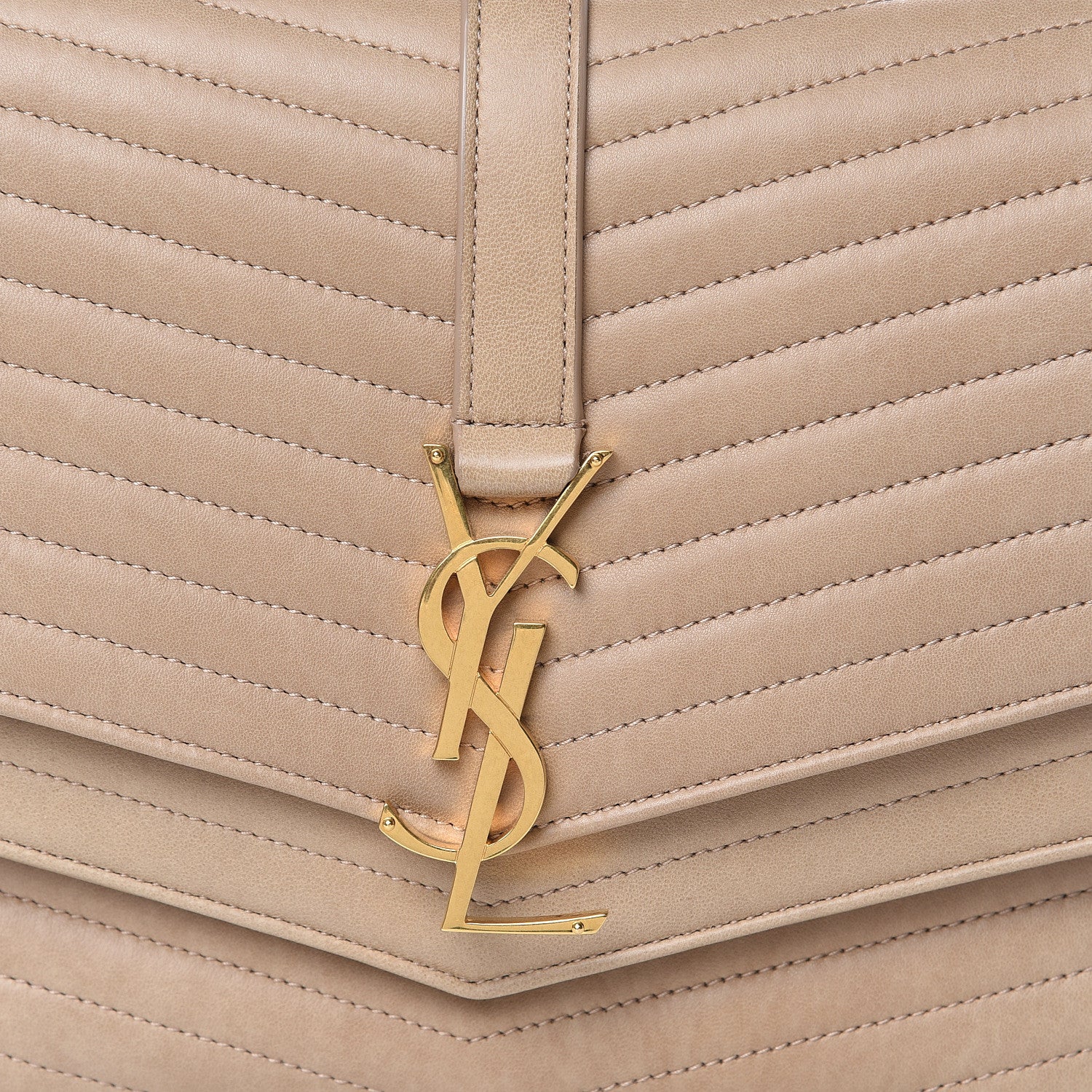 Saint Laurent Lambskin Matelasse Chevron Monogram Medium Sulpice Bag Beige 15 of 15