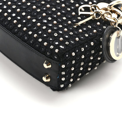 Christian Dior Fabric Embroidered Crystal Pearl Mirror Micro Lady Dior Black 12 of 13