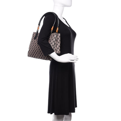 Gucci Monogram Small Bamboo Tote Navy 2 of 13