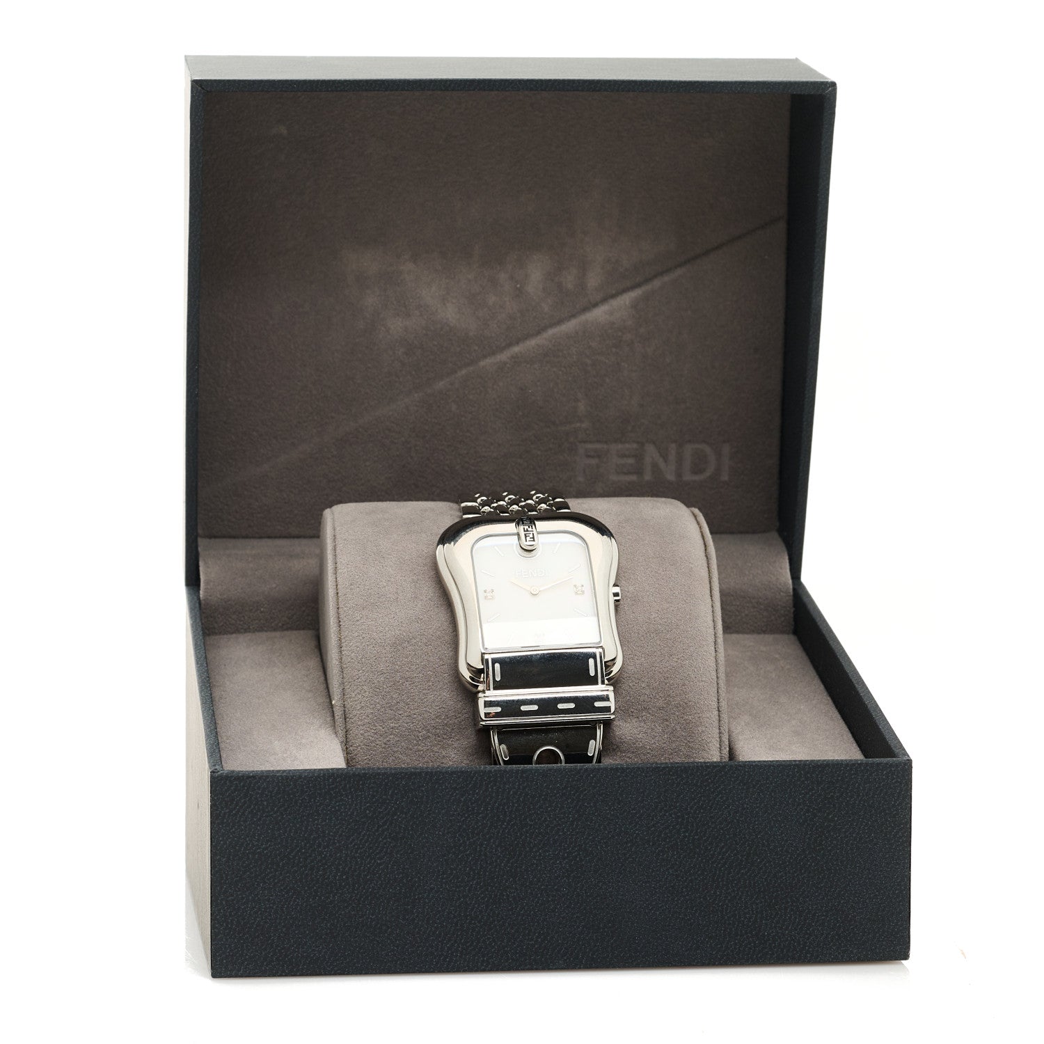 Fendi Stainless Steel Diamond Mother of Pearl 33mm Buckle Quartz Watch 5 of 5