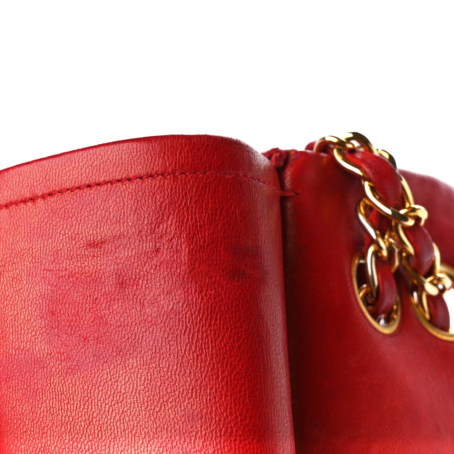 Lambskin Quilted Small Double Flap Red
