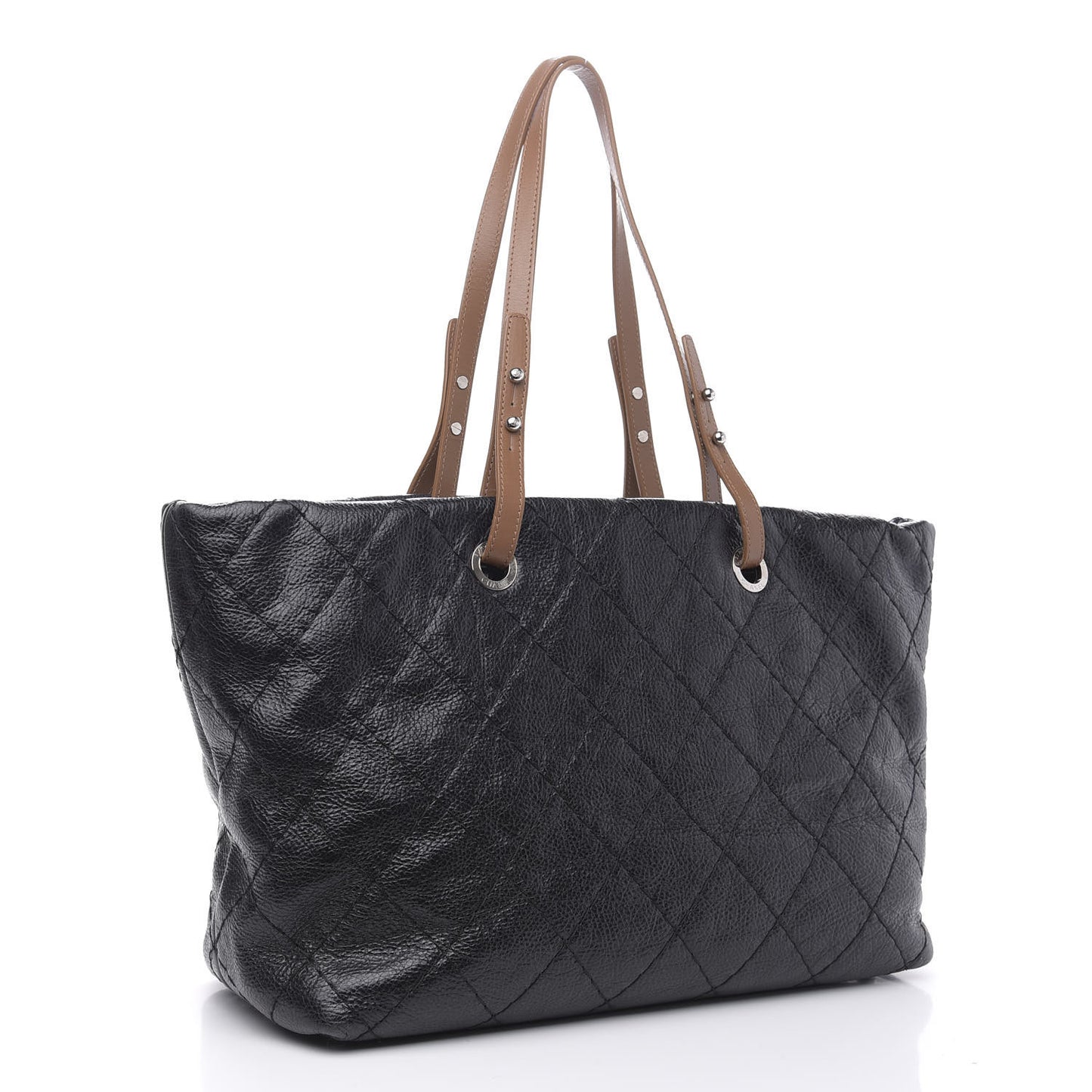 Glazed Calfskin Large On The Road Tote Black
