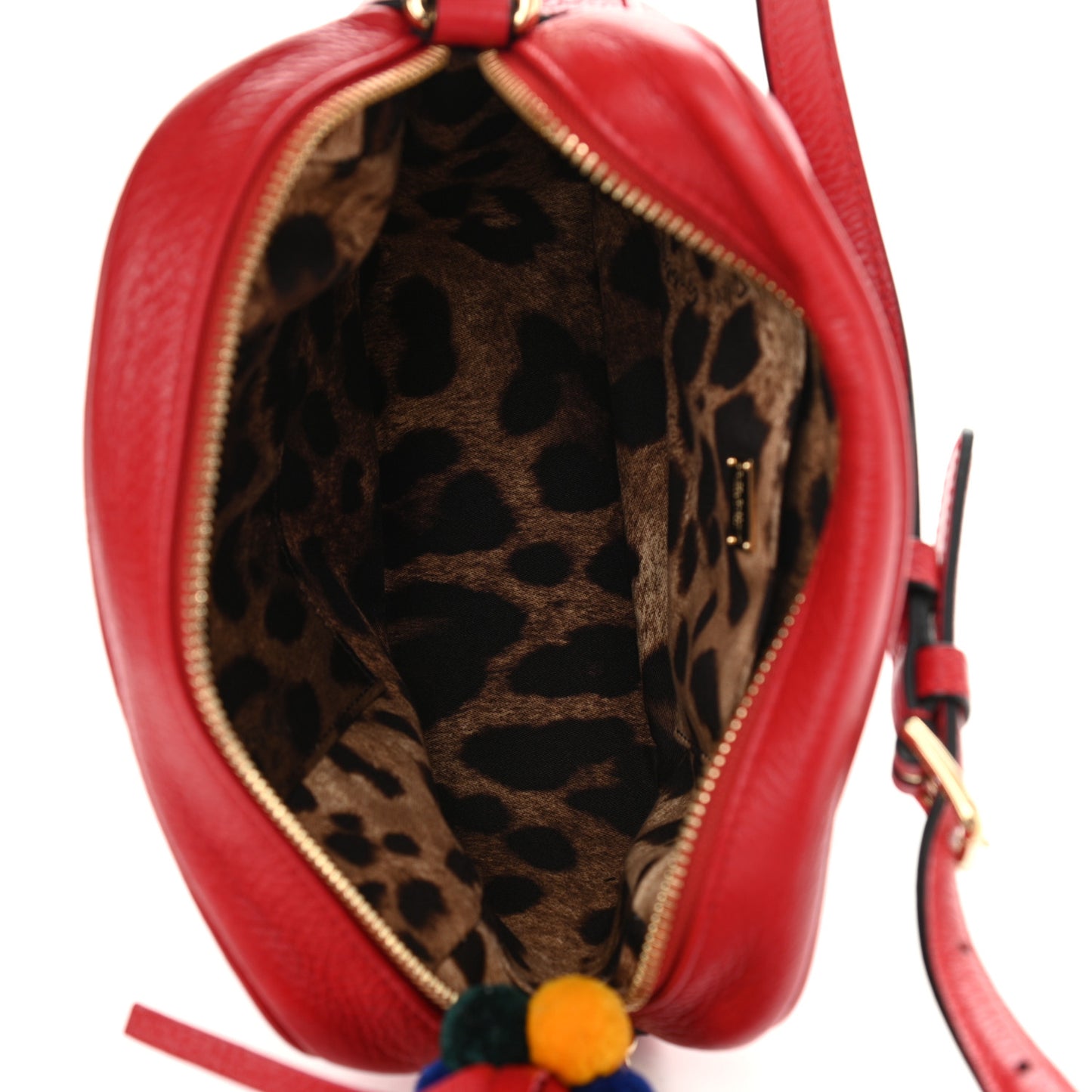 Calfskin Pom Pom Glam Crossbody Scarlet