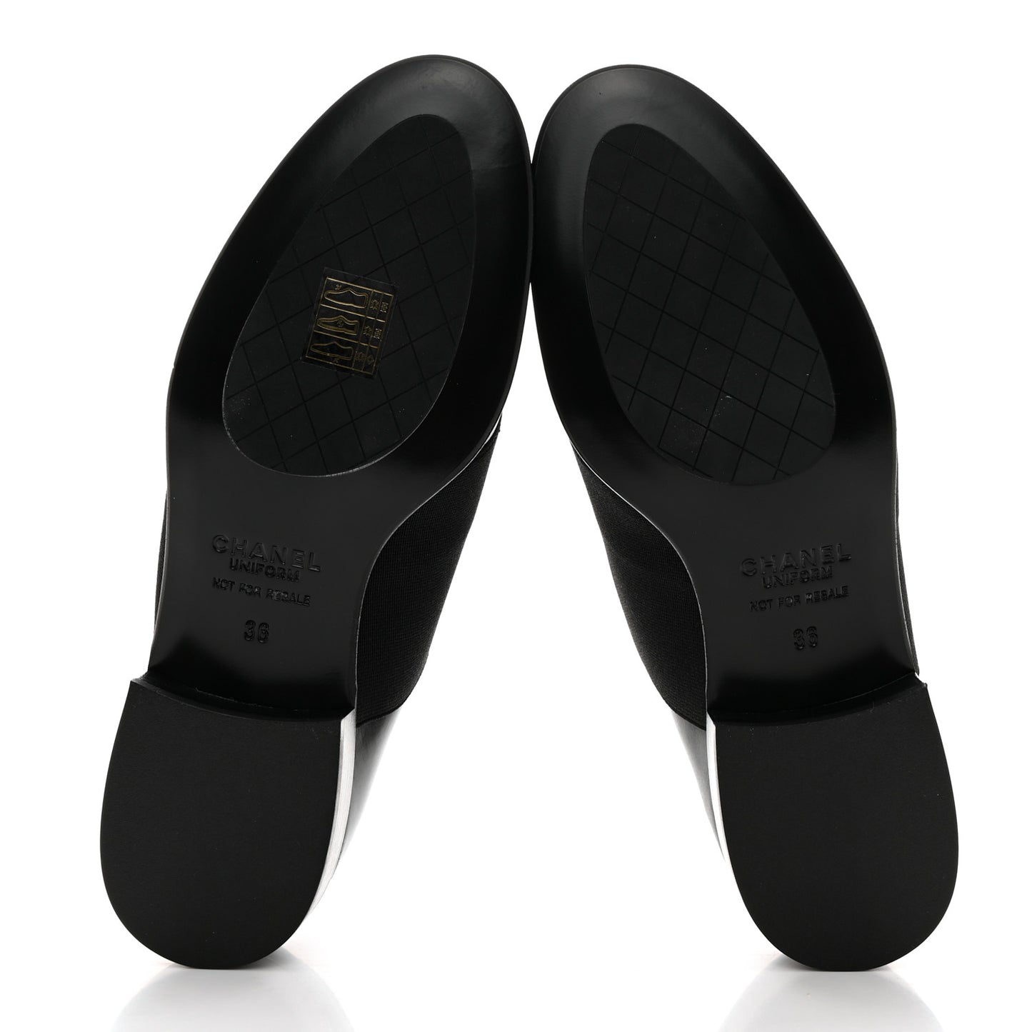 Calfskin Elastic Lace Up Cap Toe CC Loafers 36 Black