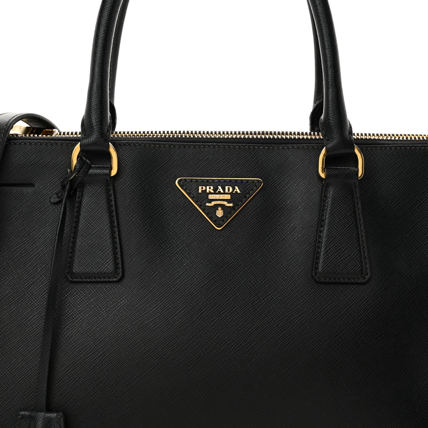 Saffiano Lux Large Galleria Double Zip Black