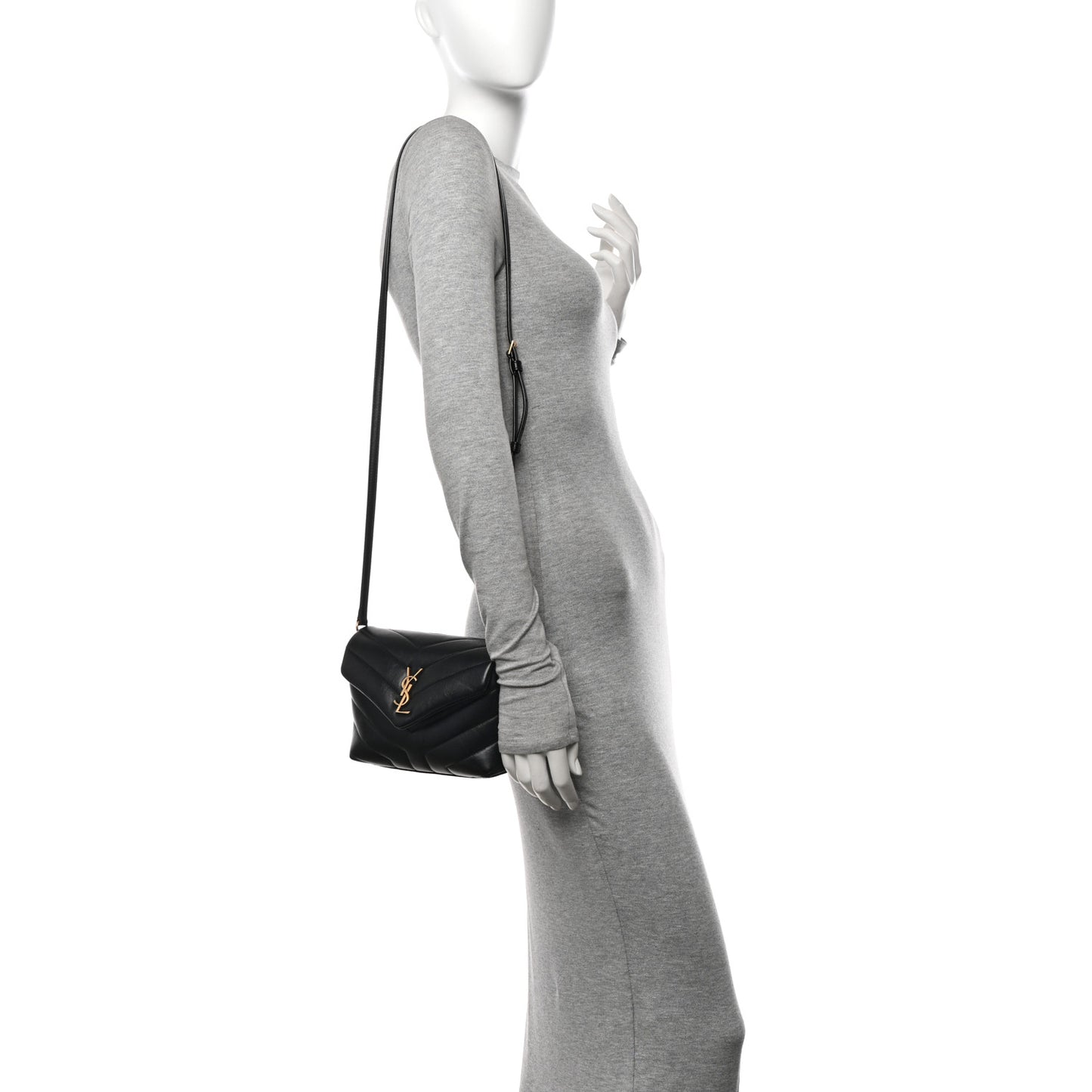 Calfskin Y Quilted Monogram Toy Loulou Crossbody Bag Black