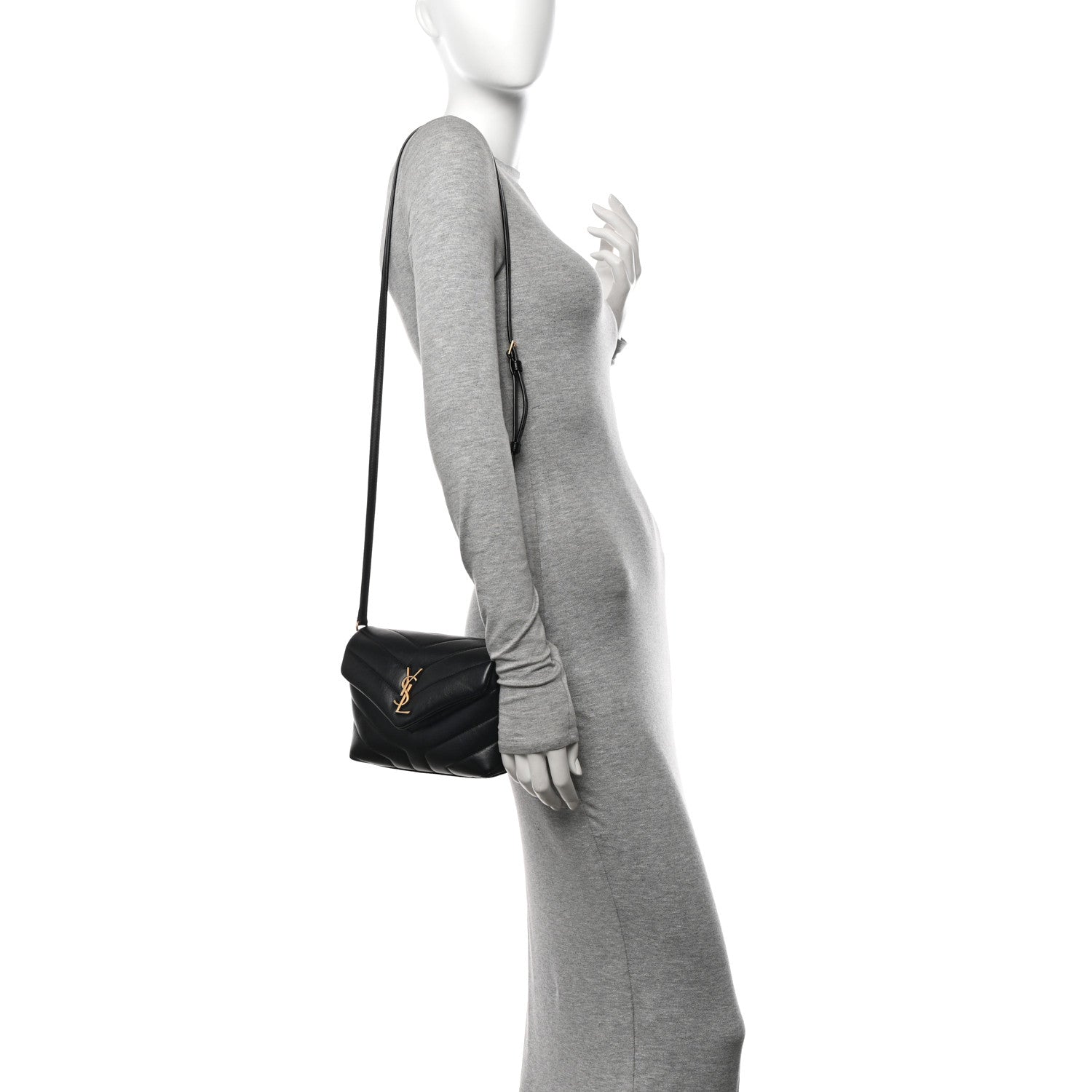Saint Laurent Calfskin Y Quilted Monogram Toy Loulou Crossbody Bag Black 2 of 13