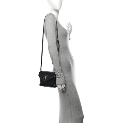 Saint Laurent Calfskin Y Quilted Monogram Toy Loulou Crossbody Bag Black 2 of 13