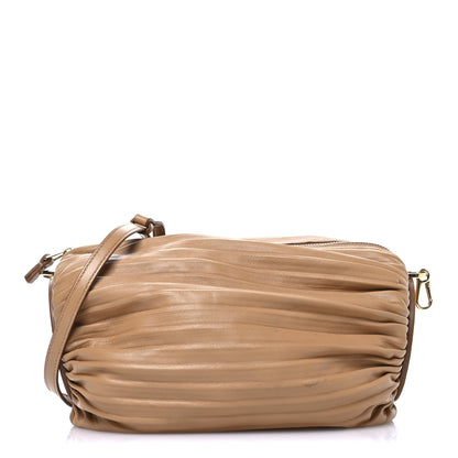 Loewe Lambskin Pleated Bracelet Pouch Shoulder Bag Warm Desert 8 of 12
