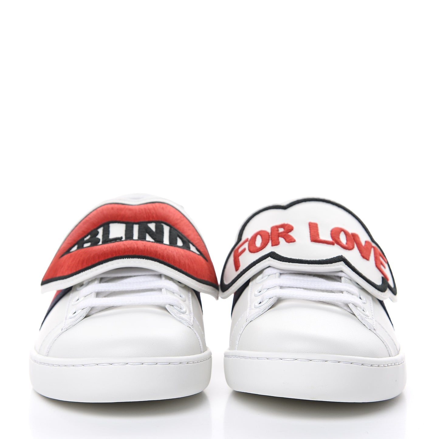 Calfskin Ayers Web Blind for Love Embroidered Womens Ace Sneakers 36 White