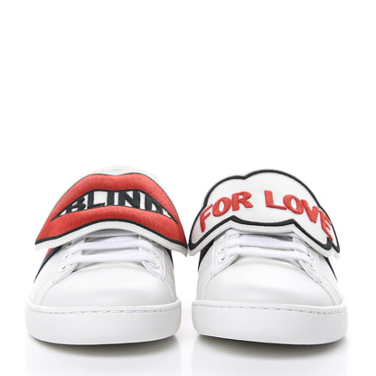 Gucci Calfskin Ayers Web Blind for Love Embroidered Womens Ace Sneakers 36 White 2 of 9