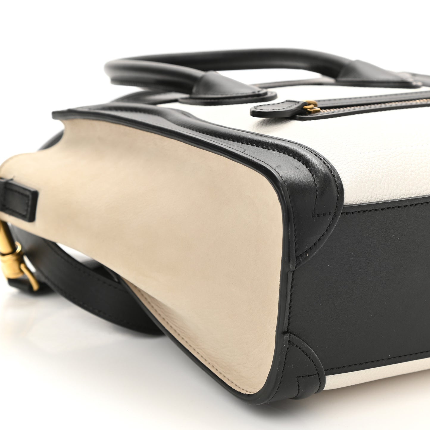 Smooth Drummed Calfskin Nano Tri-Color Luggage White