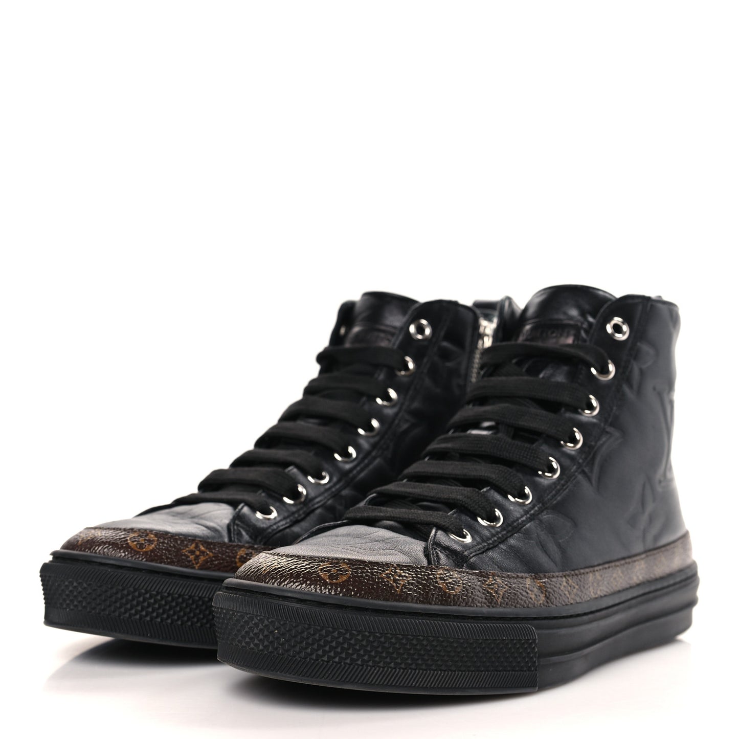 Calfskin Embossed Monogram Giant Stellar Sneaker Boots 37 Black