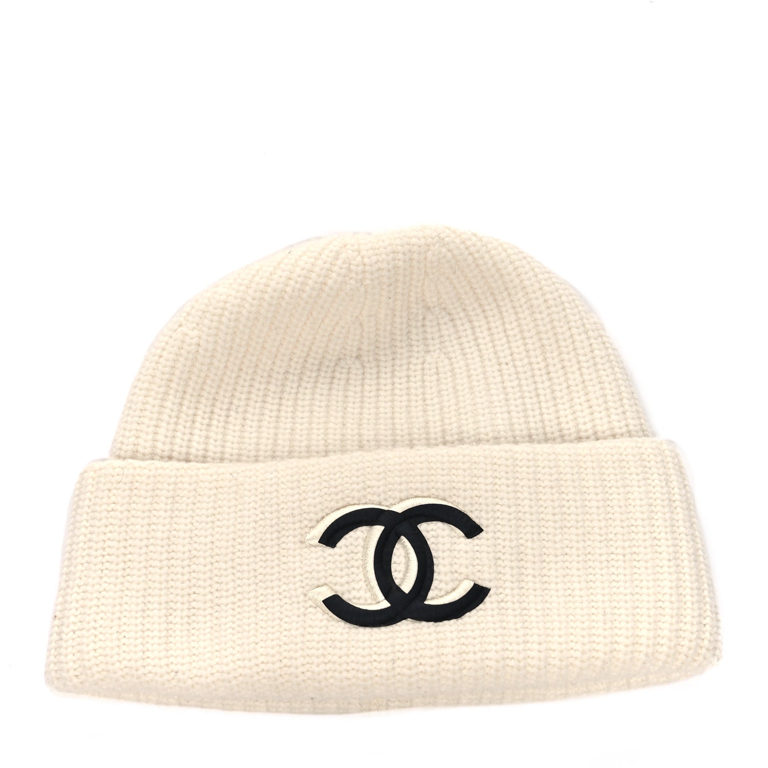 Chanel Wool Cashmere CC Beanie Hat White Black 1238583 – FASHIONPHILE