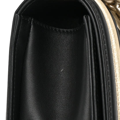 Chanel Metallic Calfskin Pleated Small Boy In Rome Flap Black Gold 16 of 16