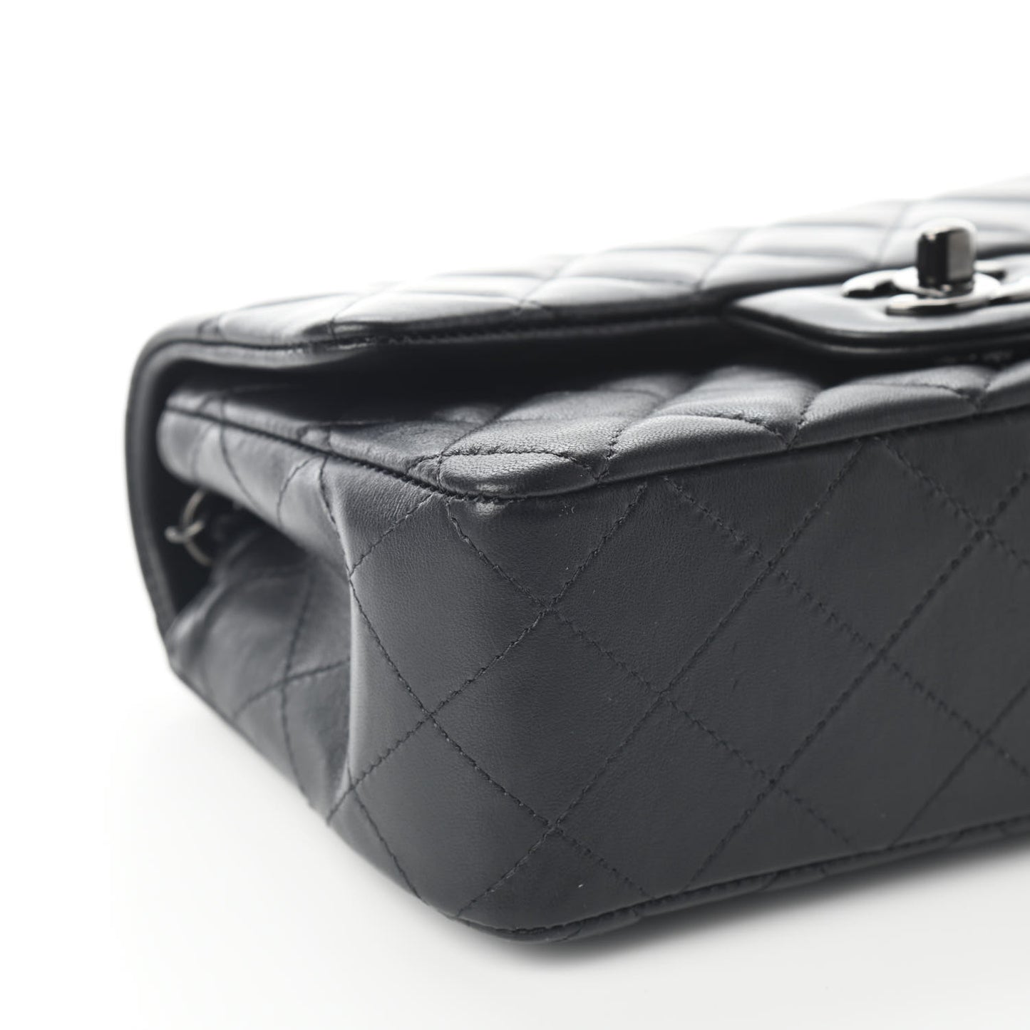 Lambskin Quilted Mini Rectangular Flap So Black