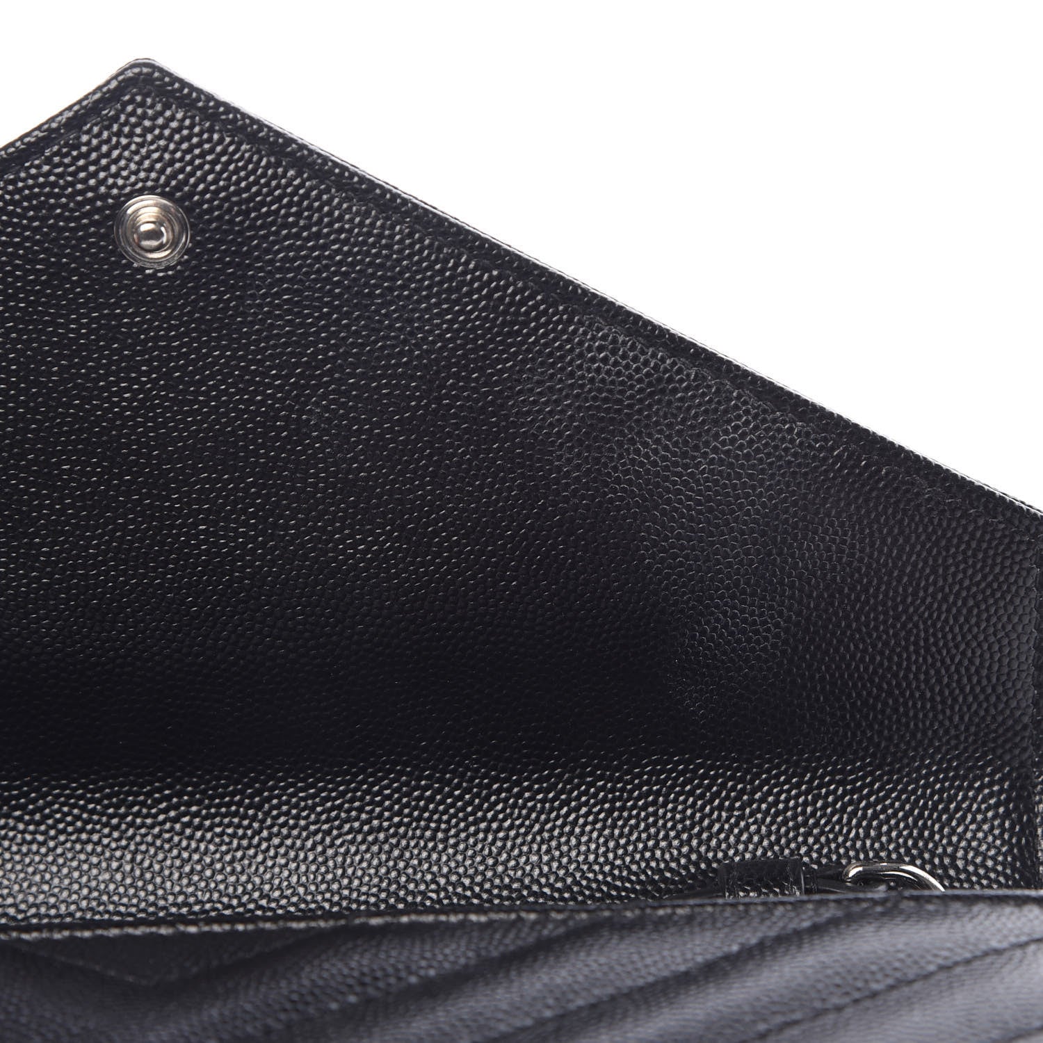 Saint Laurent Grain De Poudre Matelasse Chevron Monogram Chain Wallet Black 7 of 10