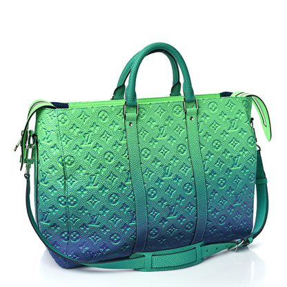 Louis Vuitton Taurillon Illusion Keepall Tote Bleu Vert 3 of 8