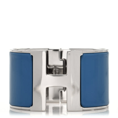 Hermes Enamel Extra Wide Clic Clac H Bracelet PM Bleu Turquin 1 of 5