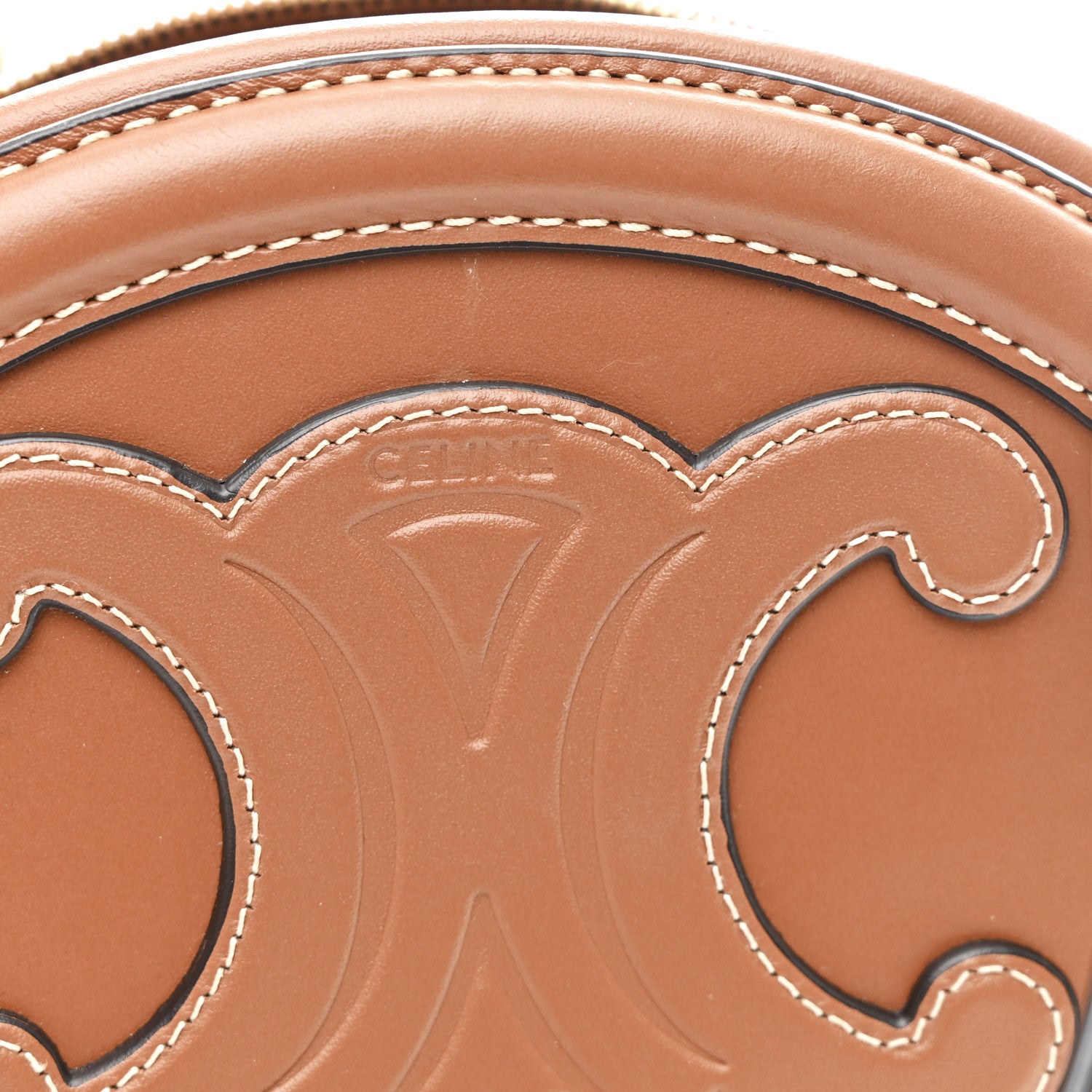 Celine Smooth Calfskin Cuir Small Triomphe Oval Crossbody Purse Tan 6 of 11