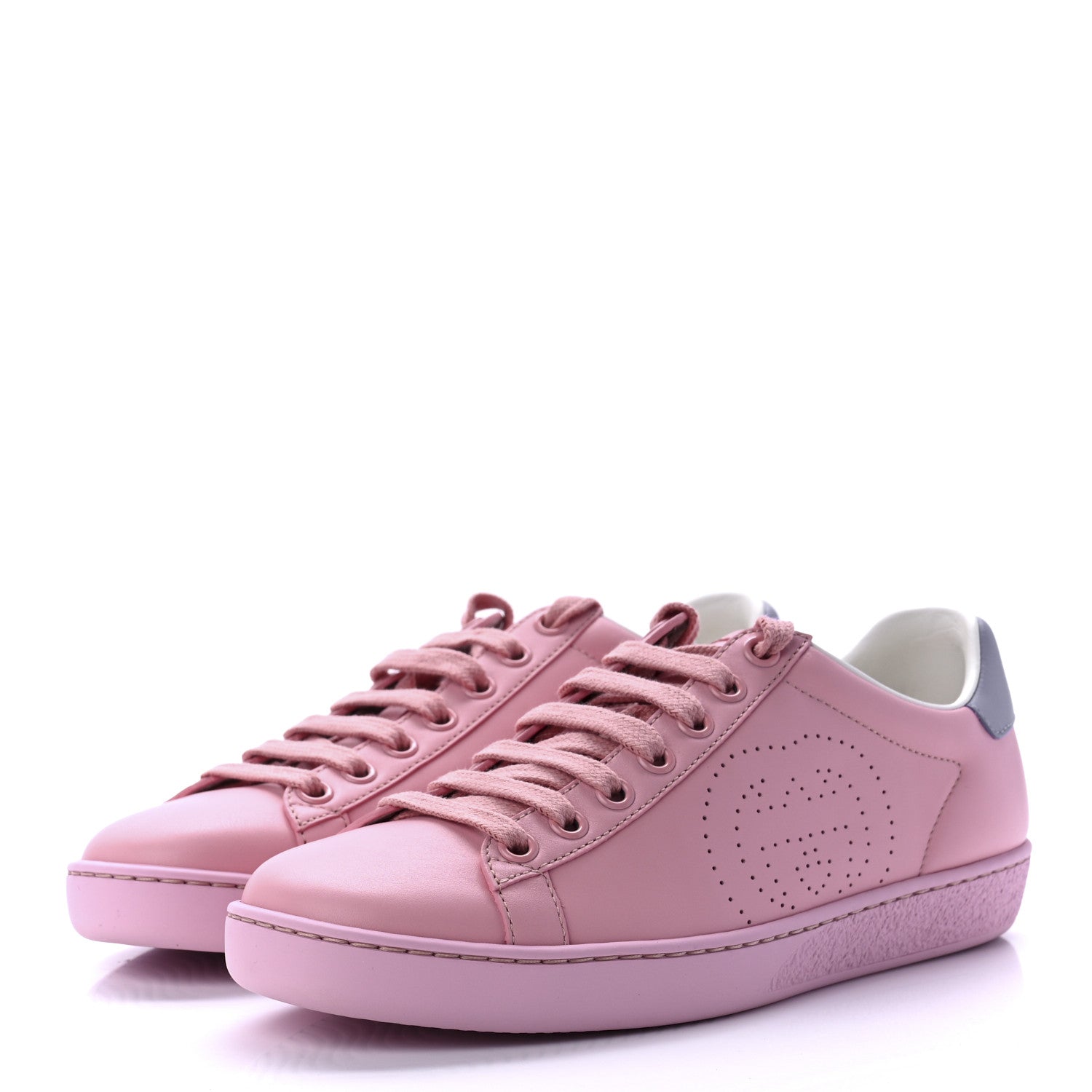 Gucci Calfskin Interlocking G Perforated Womens Ace Sneakers 35 Wild Rose Lapis 3 of 8