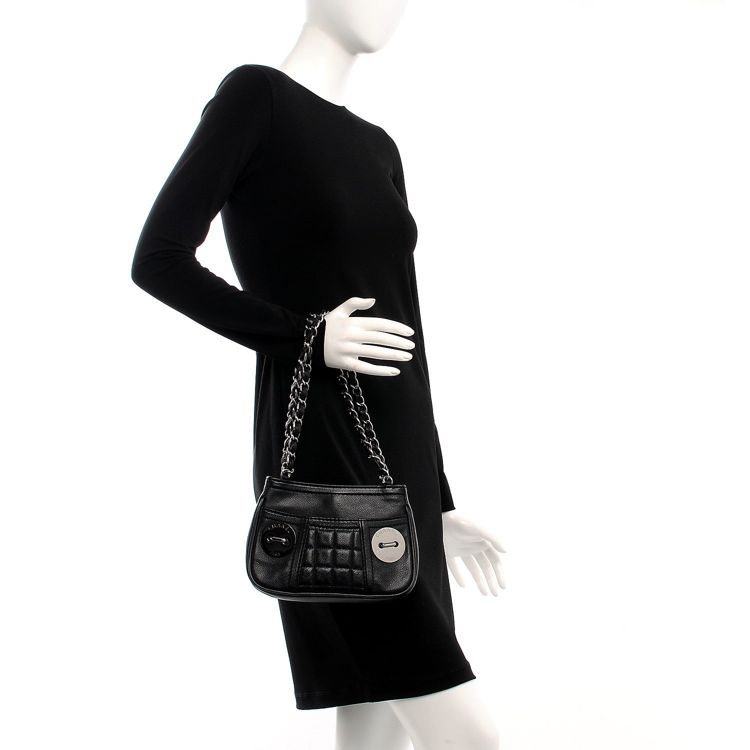Chanel Caviar Square Quilted Shoulder Bag Black 2 of 9