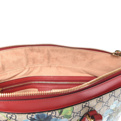 Gucci GG Supreme Monogram Blooms Medium Zippered Bucket Tote Beige Blue Navy Hibiscus Red 6 of 9