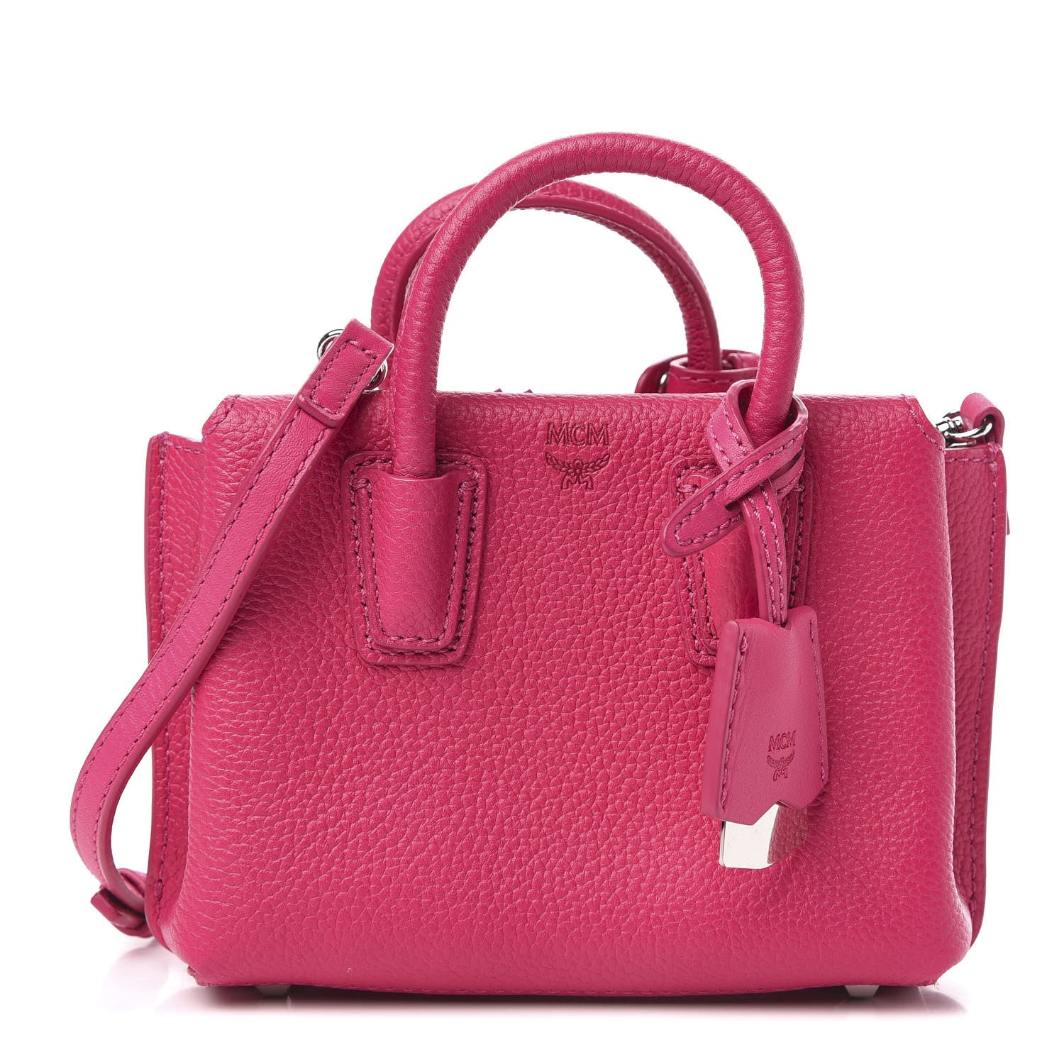 MCM Grained Calfskin X-Mini Milla Tote Beetroot Pink 1 of 9