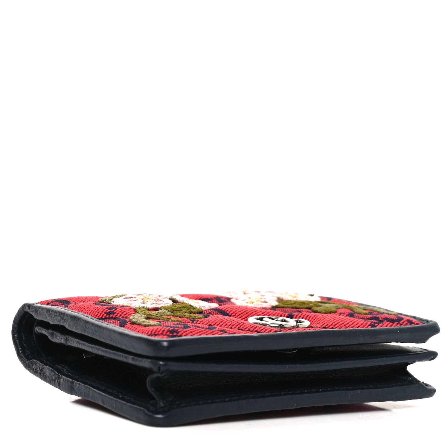 Gucci Monogram Multicolor Matelasse Diagonal Floral Embroidered  GG Marmont Card Case Wallet Red Blue Multicolor 4 of 7