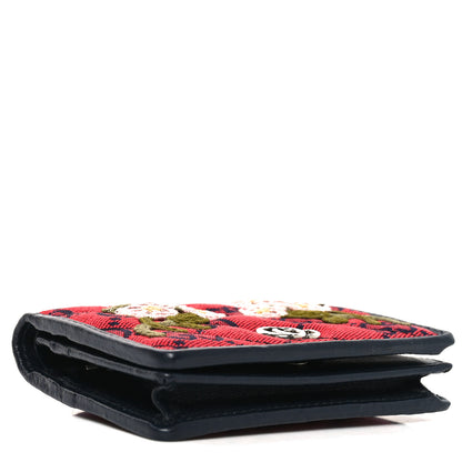 Gucci Monogram Multicolor Matelasse Diagonal Floral Embroidered  GG Marmont Card Case Wallet Red Blue Multicolor 4 of 7