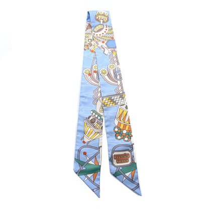 Hermes Silk Odyssey Twilly Beige Bleu Ciel Jaune Vif 2 of 4