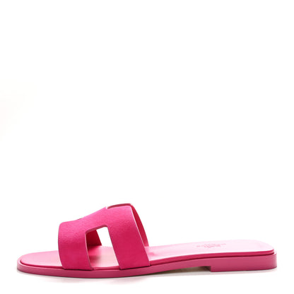 Hermes Suede Goatskin Oran Sandals 39 Rose Pop 1 of 9