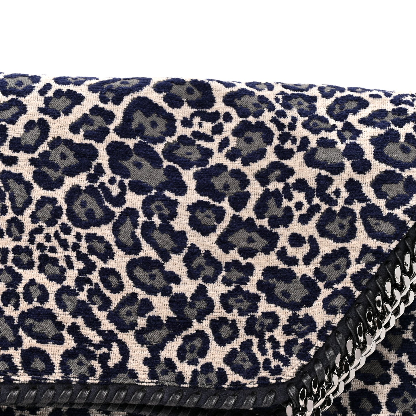 Cotton Canvas Leopard Big Falabella Fold Over Tote Grey