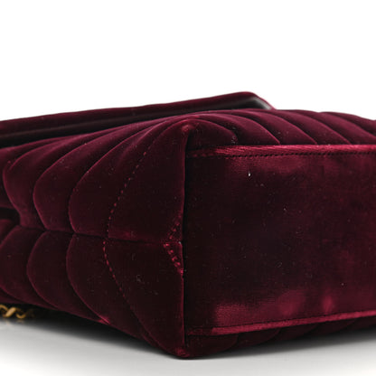Saint Laurent Velvet Y Quilted Monogram Small Loulou Chain Satchel Burgundy 7 of 9