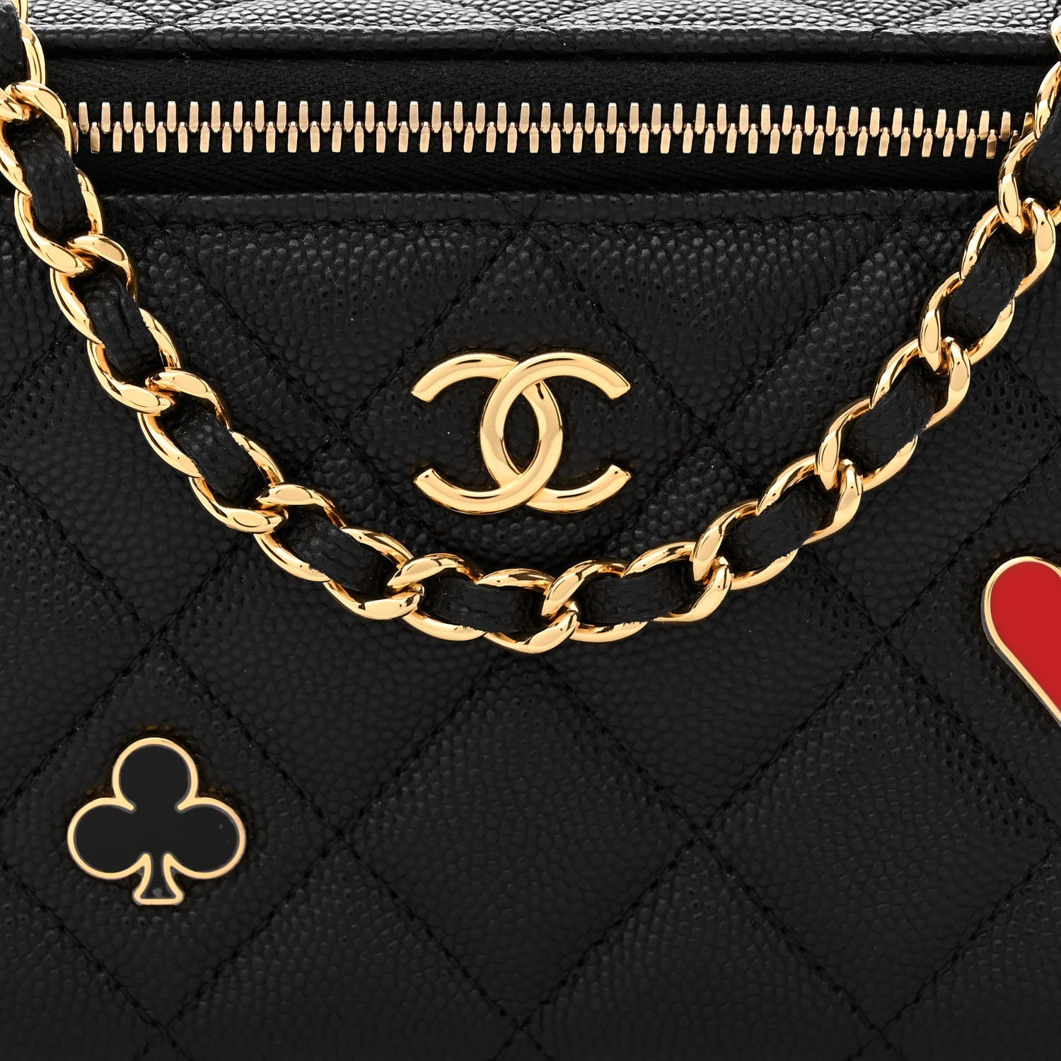 Chanel Caviar Quilted Enamel Coco Casino Small Vanity Case With Chain Black 8 of 15