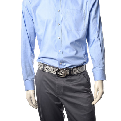 Gucci GG Supreme Monogram Selleria Calfskin Interlocking G 40mm Belt 95 38 Beige Ebony Blue 2 of 8