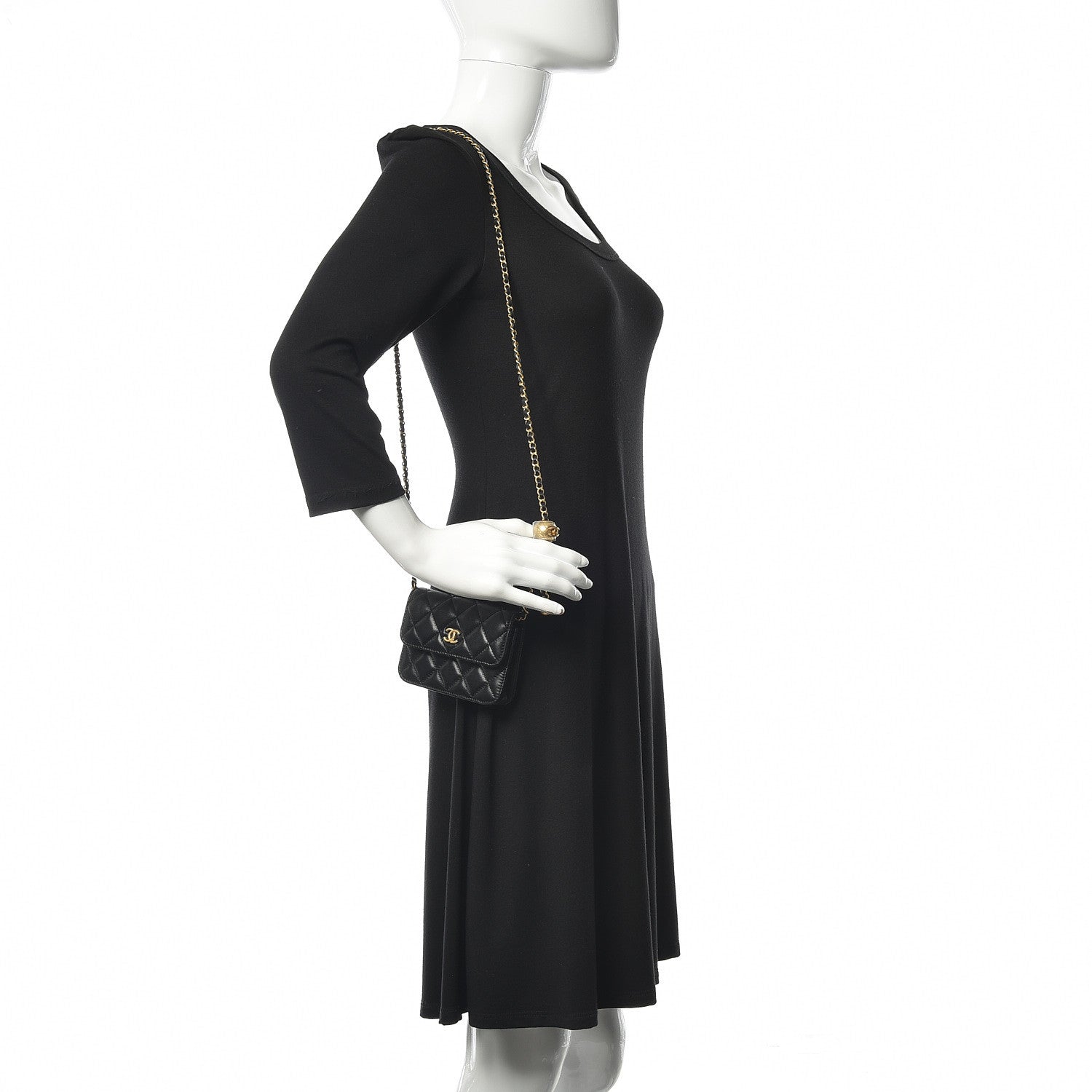 Chanel Lambskin Quilted Pearl Crush Clutch With Chain Black 2 of 10