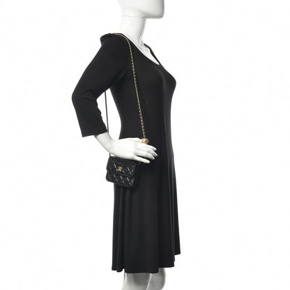 Chanel Lambskin Quilted Pearl Crush Clutch With Chain Black 2 of 10