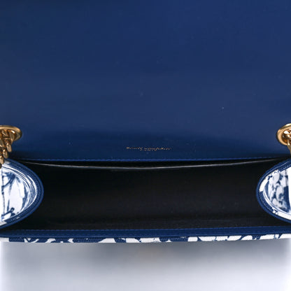 Saint Laurent Canvas Small Monogram Hibiscus Print Kate Satchel Blue 5 of 12