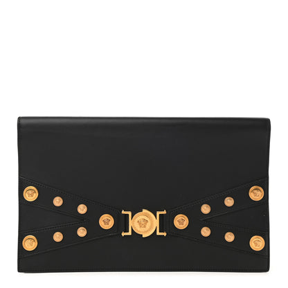 Versace Calfskin Medallion Tribute Clutch Black 1 of 10
