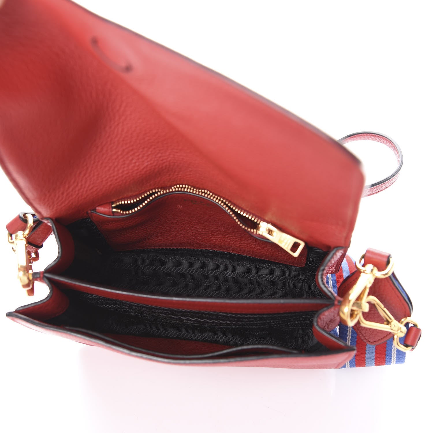 Prada Vitello Daino Flap Crossbody Rosso 5 of 8